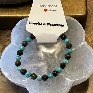Turquoise and Bloodstone Beaded Bracelet
